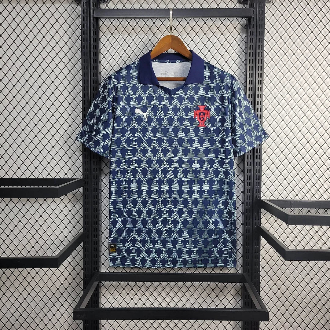 2025 Portugal Black Pattern Training Football Shirt image 1