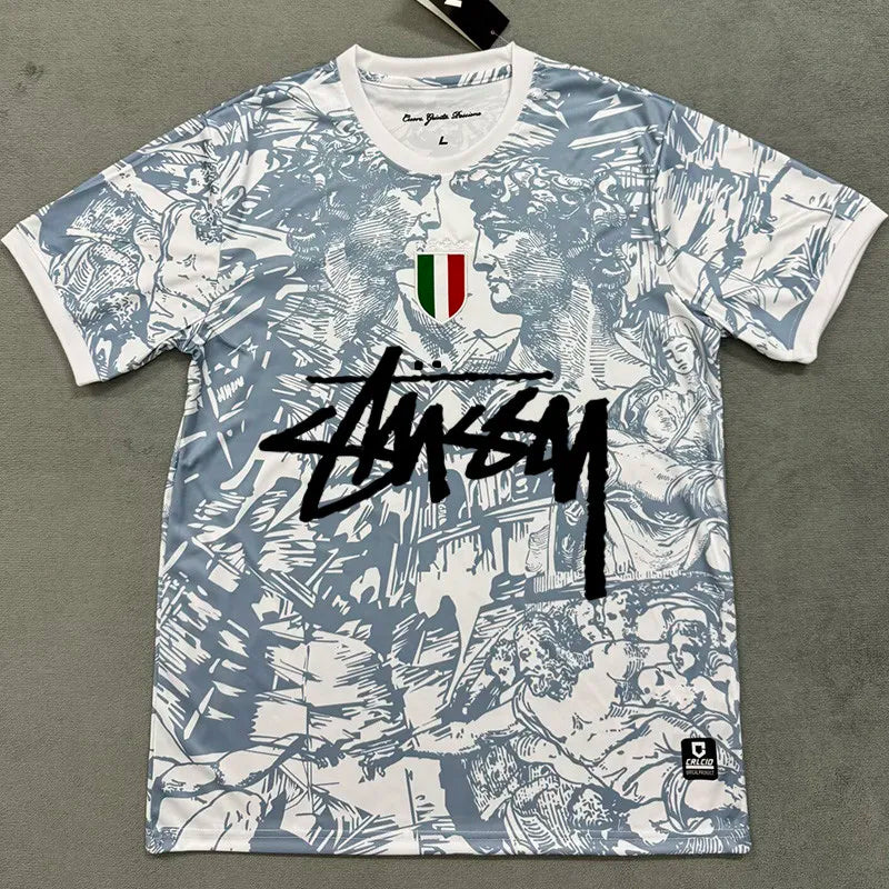 24-25 Italy Grey White Special Edition Fans Soccer Jersey (Stussy)