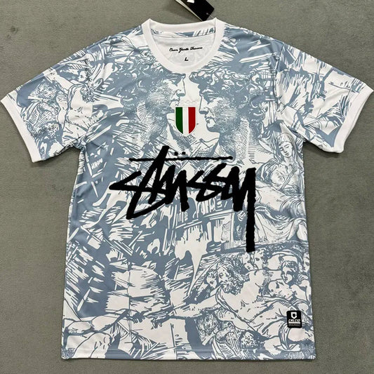 24-25 Italy Grey White Special Edition Fans Soccer Jersey (Stussy)