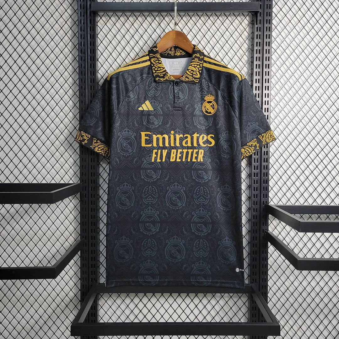 2023/2024 Real Madrid Black Gold Monogram Special Edition Football Shirt image 1