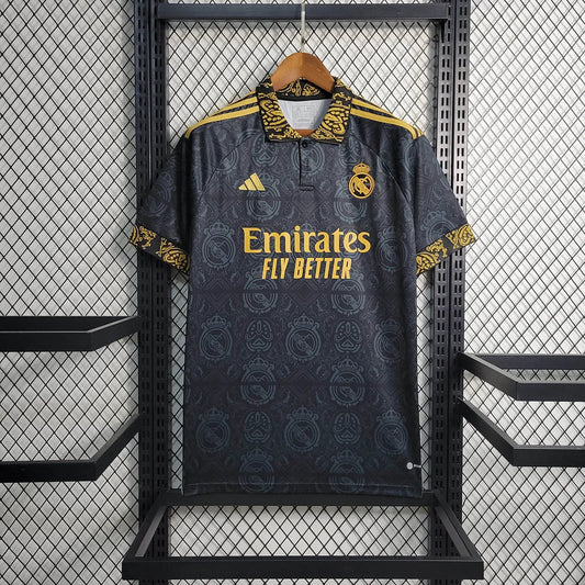 2023/2024 Real Madrid Black Gold Monogram Special Edition Football Shirt image 1