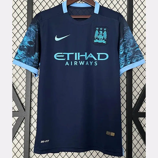 2015-2016 Man City Away Royal Blue Retro Soccer Jersey