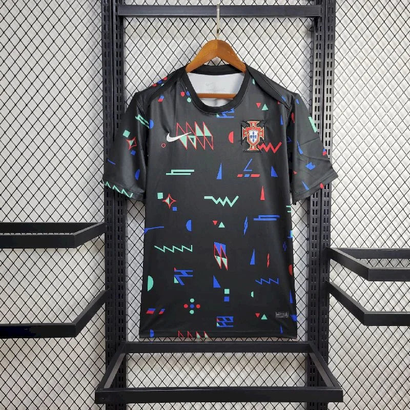 2024 Portugal Black Training Football Shirt image 1