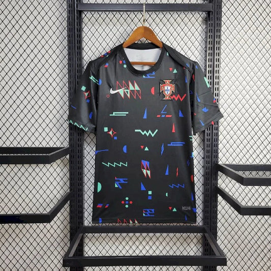 2024 Portugal Black Training Football Shirt image 1