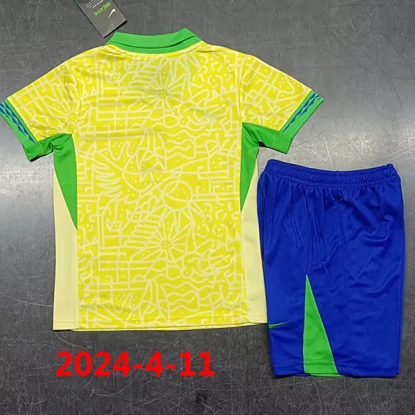 2024-25 Brazil Home Kids Soccer Jersey