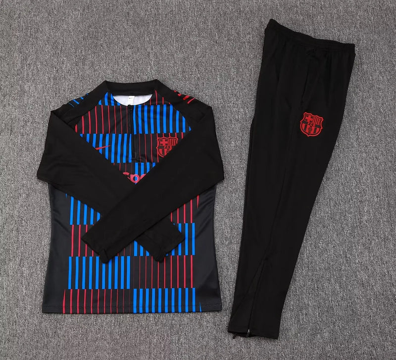 2024/2025 Barcelona Half-Pull Tracksuit Stripe Red-Blue
