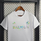 2023/2024 Real Madrid White Reflective Balmain Football Shirt image 3