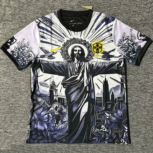 25-26 Brazil Black Special Edition Fans Soccer Jersey Black White
