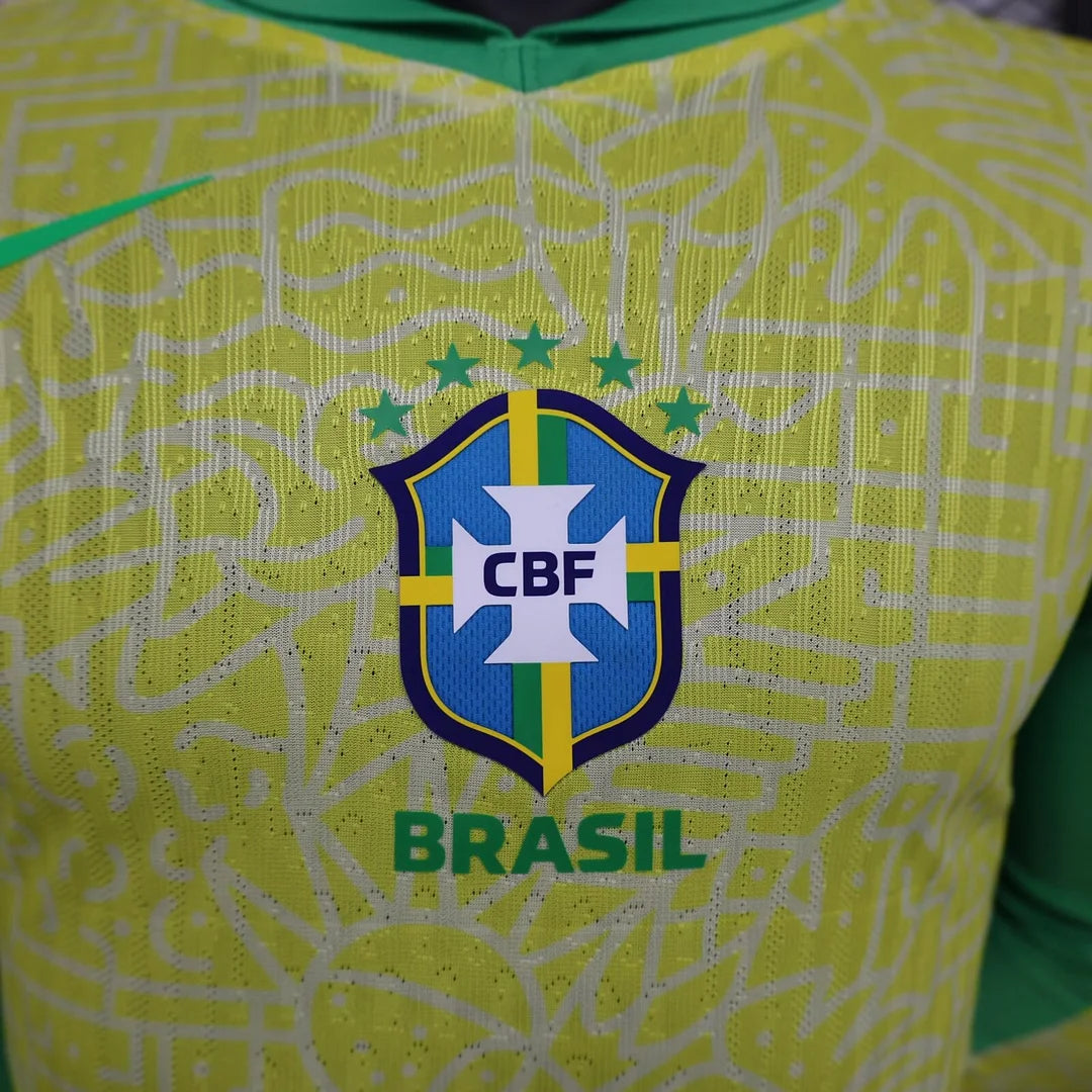 2024 Brazil Home Long Sleeve Player Version Football Shirt image 3