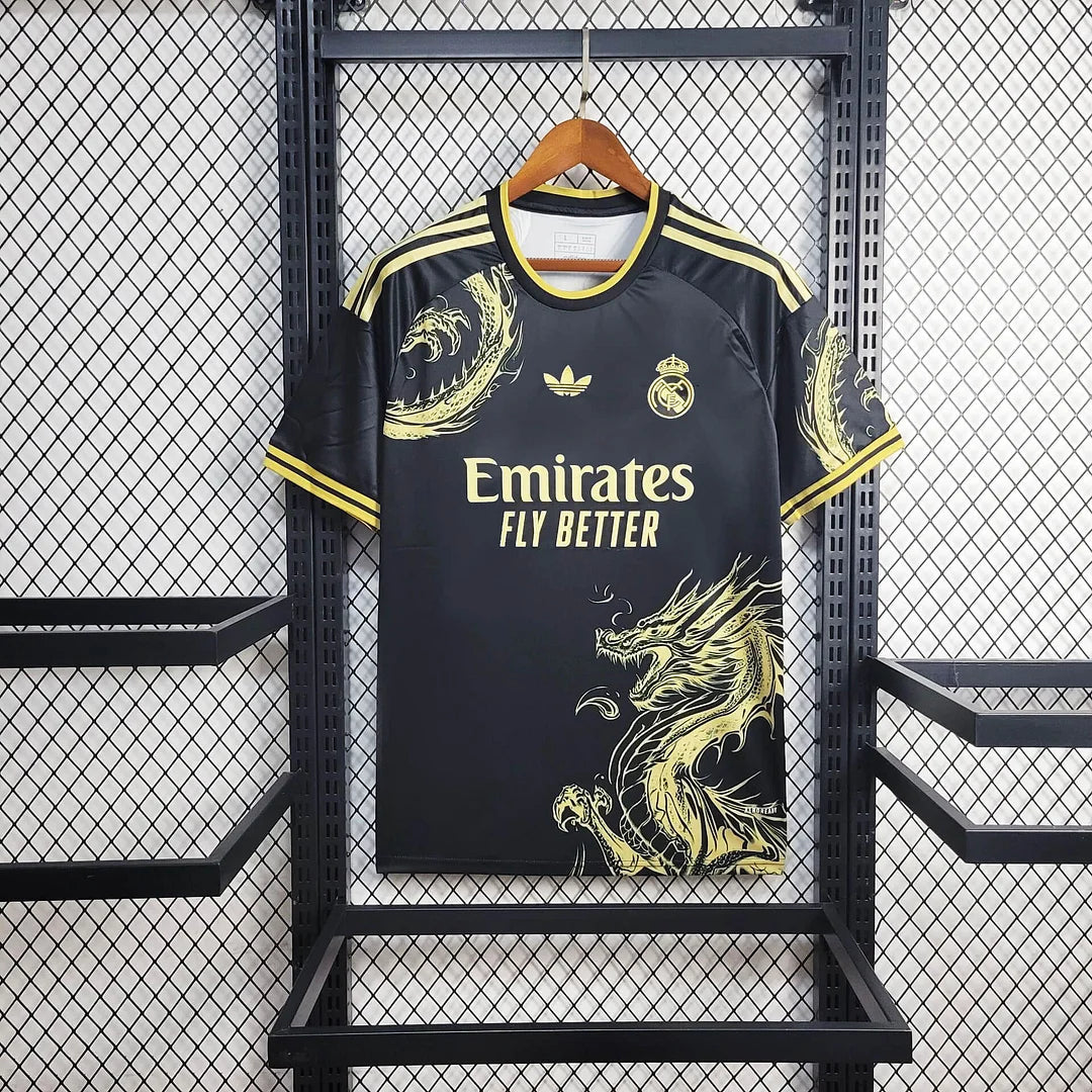 2025/2026 Real Madrid Black Gold Dragon Special Edition Football Shirt