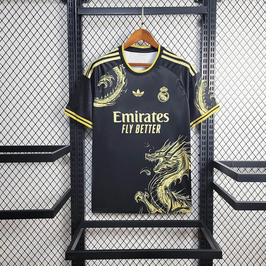 2025/2026 Real Madrid Black Gold Dragon Special Edition Football Shirt