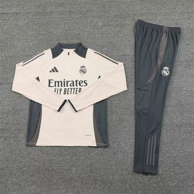 2024/2025 Real Madrid Half-Pull Tracksuit Light Yellow Football Shirt