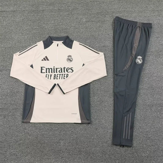 2024/2025 Real Madrid Half-Pull Tracksuit Light Yellow Football Shirt