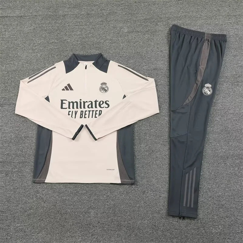 2024/2025 Real Madrid Half-Pull Tracksuit Light Yellow Football Shirt
