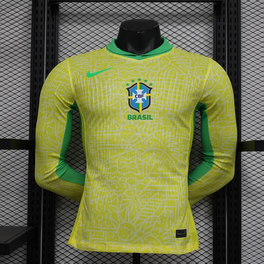 2024 Brazil Home Long Sleeve Player Version Football Shirt image 1