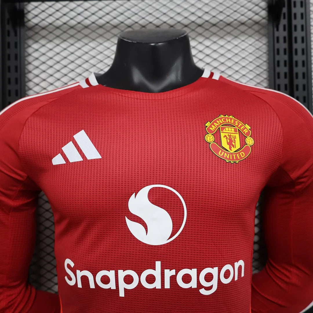 2024/2025 Manchester United Home Long Sleeve Player Version Football Shirt