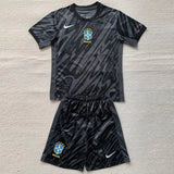 Maillot de football noir pour gardien de but du Brésil 24-25 pour enfants