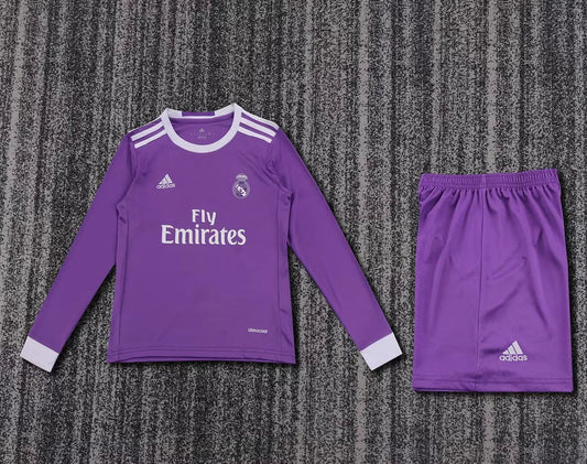2016/2017 Kids Real Madrid Away Long Sleeve Retro Football Shirt image 1