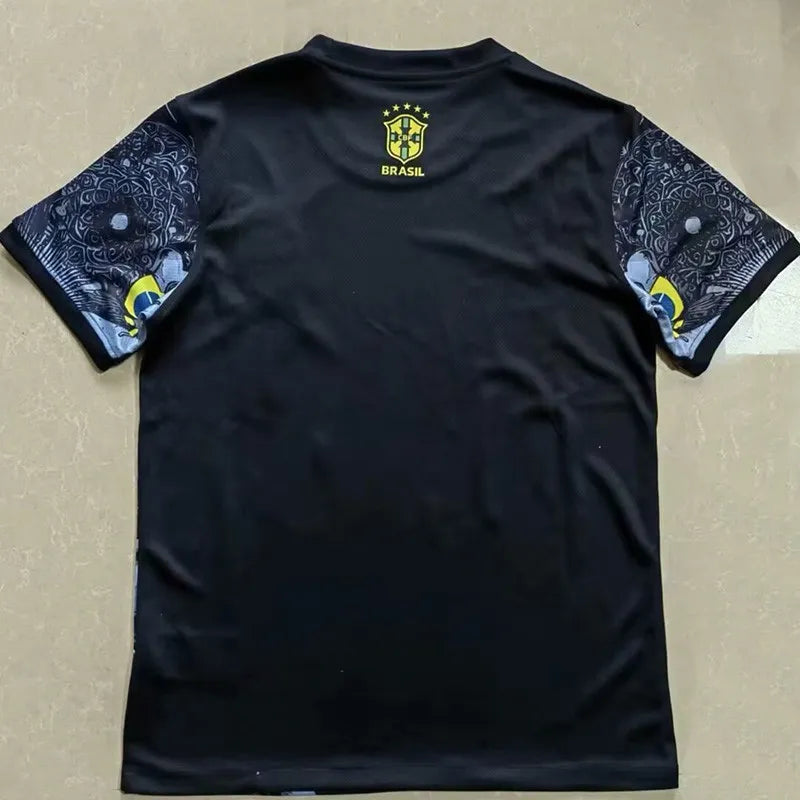 Maillot de football Jesus The Reedemer édition spéciale noire du Brésil 2024-25