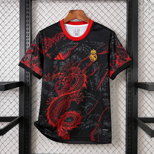 25-26 Real Madrid Vermillion Black Dragon Special Edition Fans Training Shirts