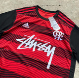 Stussy x Flamengo Red Black Limited Edition Football Shirt image 3