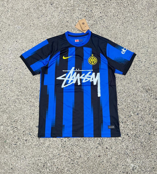Stussy x Inter Milan Blue Black Limited Edition Football Shirt image 1