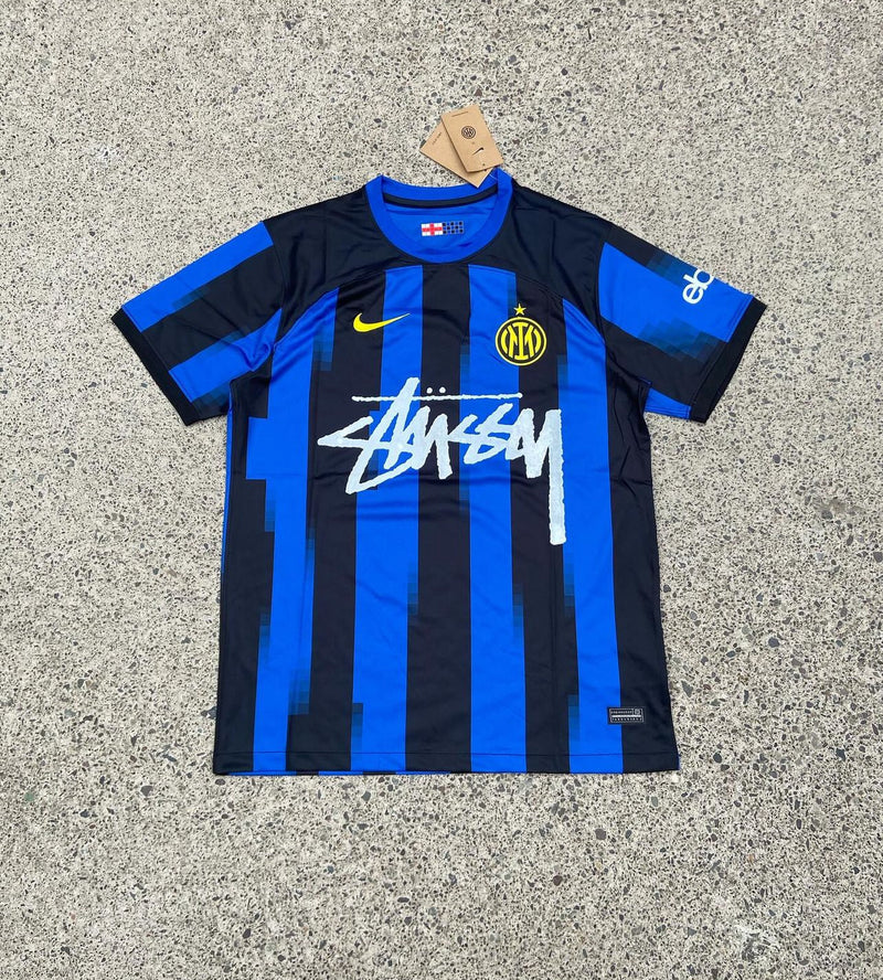 Stussy x Inter Milan Blue Black Limited Edition Football Shirt image 1