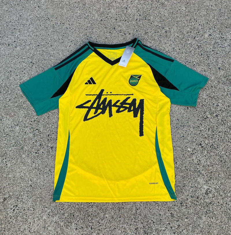 Stussy x Jamaica Yellow Green Limited Edition Football Shirt image 1
