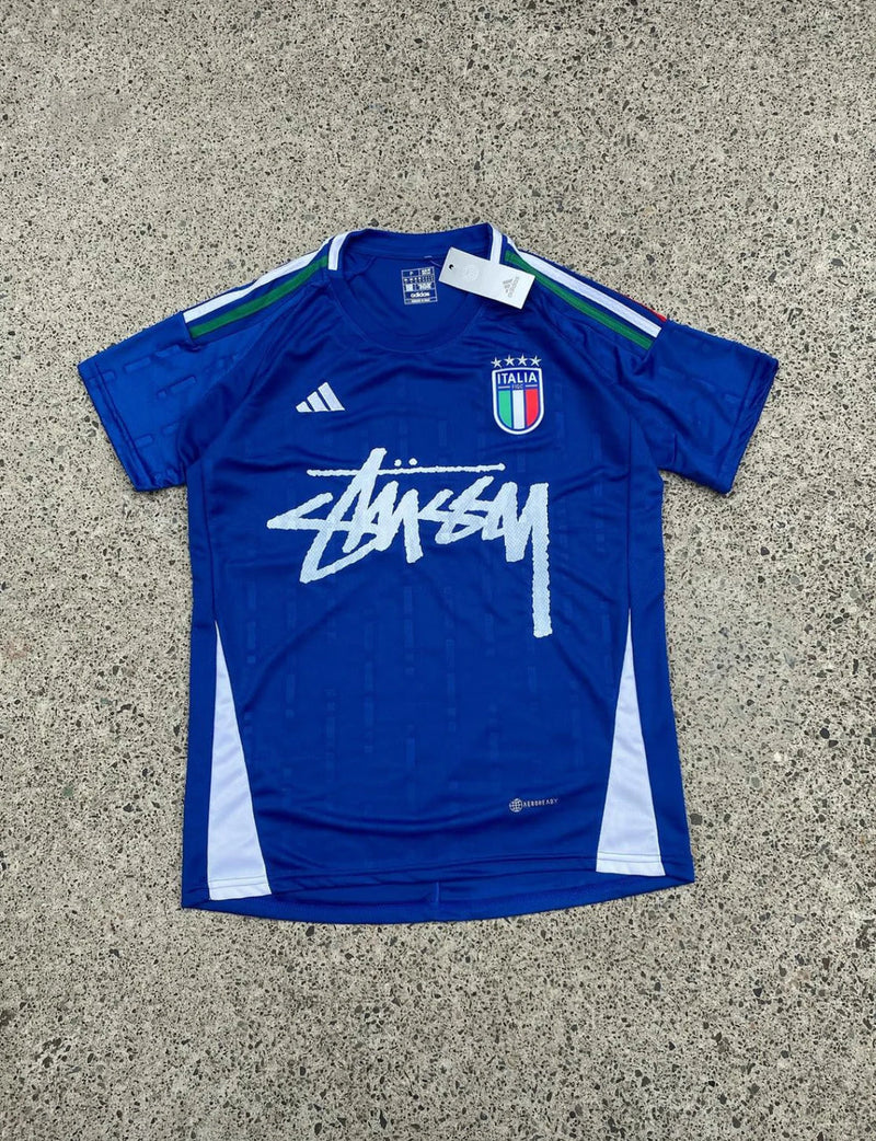Stussy x Italy Blue Limited Edition Football Shirt image 1