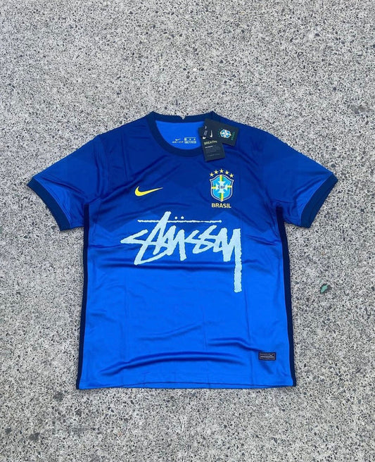 Stussy x Brazil Blue Limited Edition Football Shirt image 1