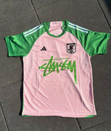 Stussy x Japan Pink Green Limited Edition Football Shirt image 1