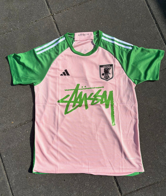 Stussy x Japan Pink Green Limited Edition Football Shirt image 1