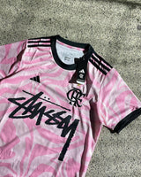 Stussy x Flamengo Pink Pattern Limited Edition Football Shirt image 3