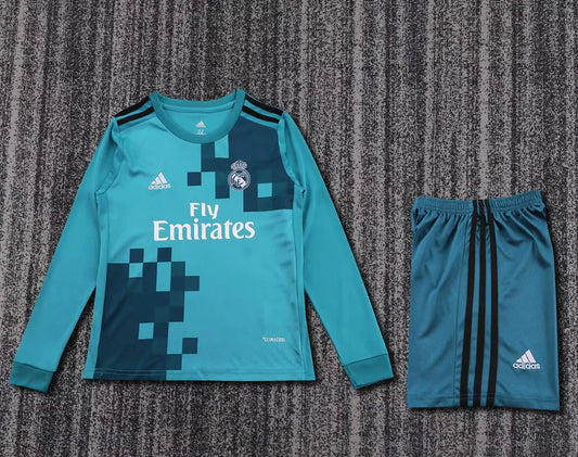 2017/2018 Kids Real Madrid Third Long Sleeve Retro Football Shirt image 1