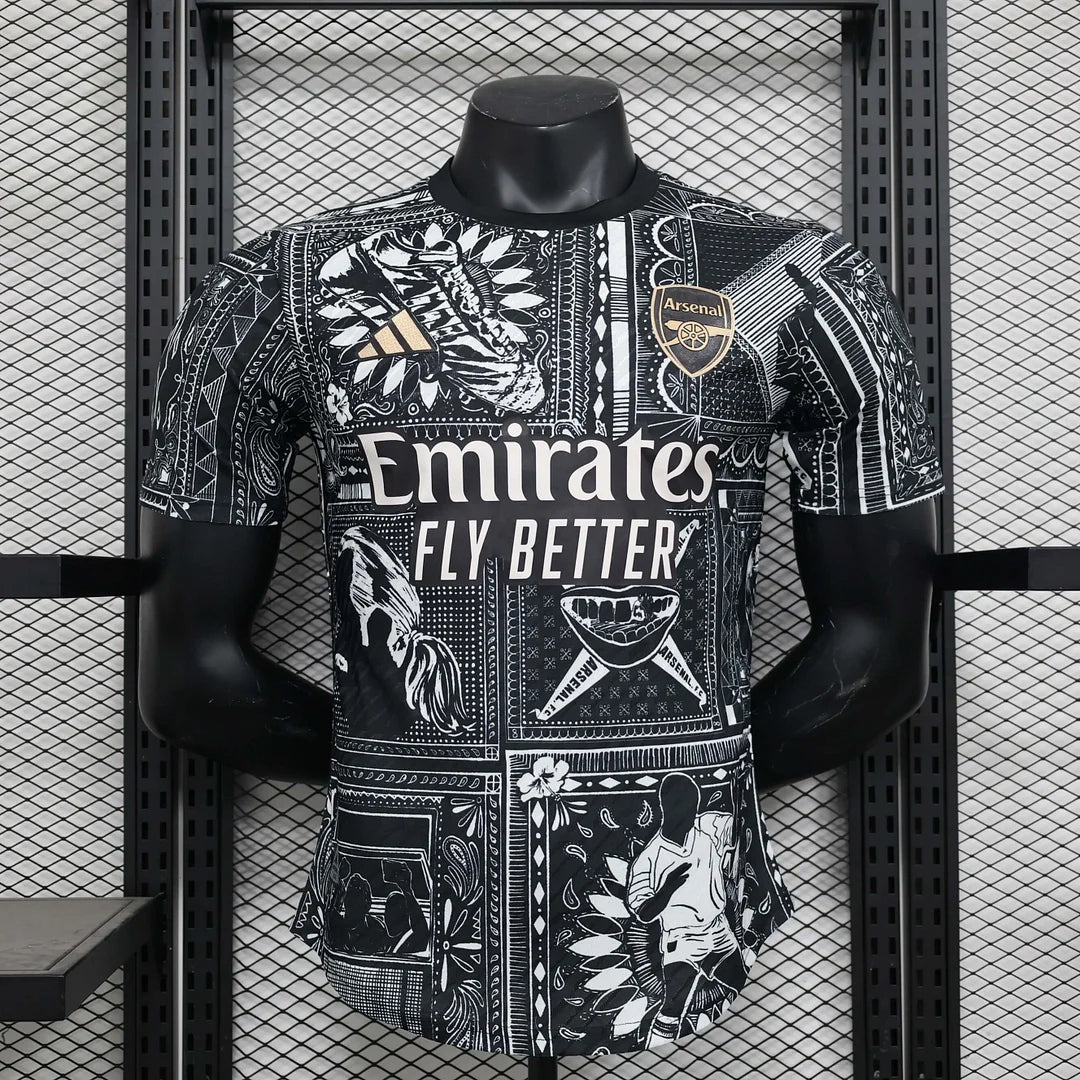 2024/2025 Arsenal Black Pre-Match Player Version Football Shirt image 1
