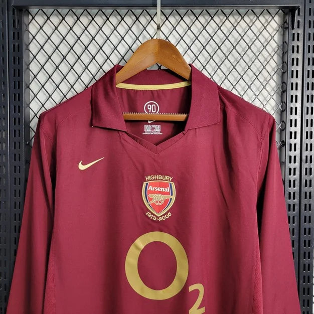 2005/2006 Arsenal Home Long Sleeve Retro Football Shirt image 3