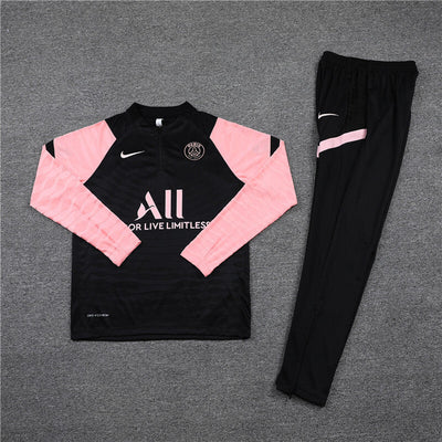 2021/2022 PSG Paris Saint-Germain Half-Pull Tracksuit Black Pink Sleeves