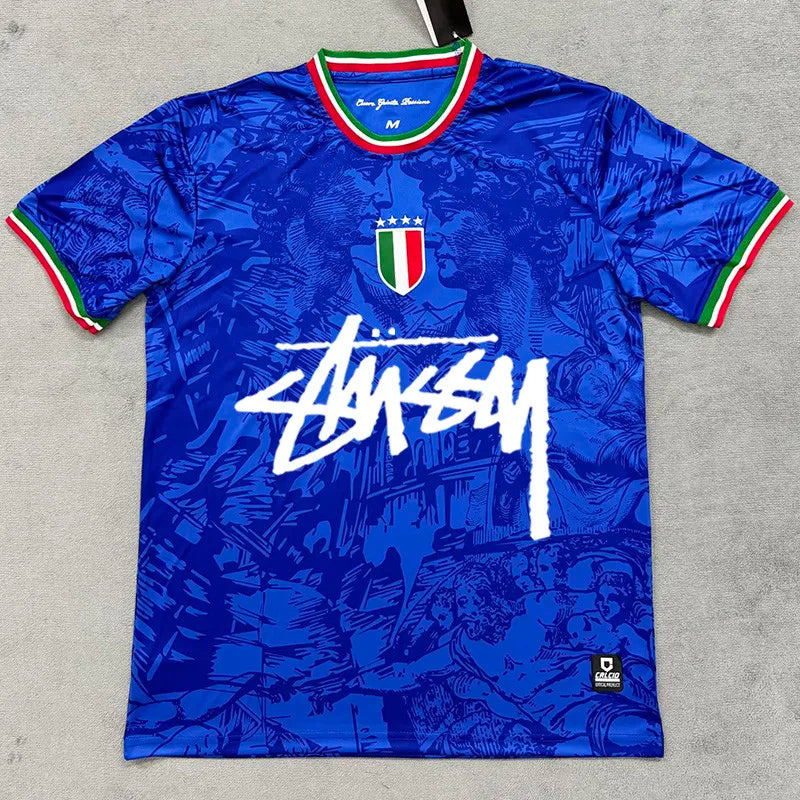 24-25 Italy Blue Special Edition Fans Soccer Jersey (Stussy Edition)
