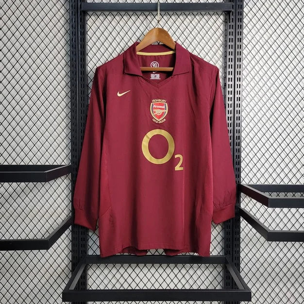 2005/2006 Arsenal Home Long Sleeve Retro Football Shirt image 1