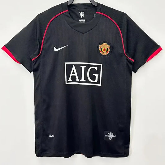 2007-2008 Man Utd Away Black Retro Soccer Jersey