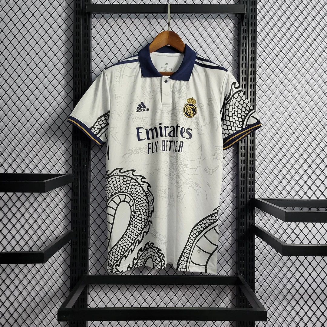 2022/2023 Real Madrid White Chinese Dragon Football Shirt image 1