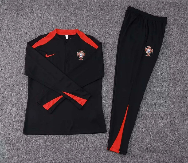 2024 Portugal Half-Pull Tracksuit Black and Red