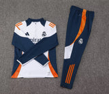 2024/2025 Real Madrid Half-Pull Tracksuit White-Black Football Shirt